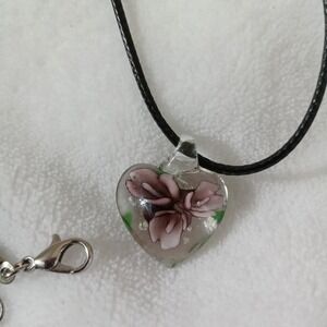 Glass heart 22mm dark purple